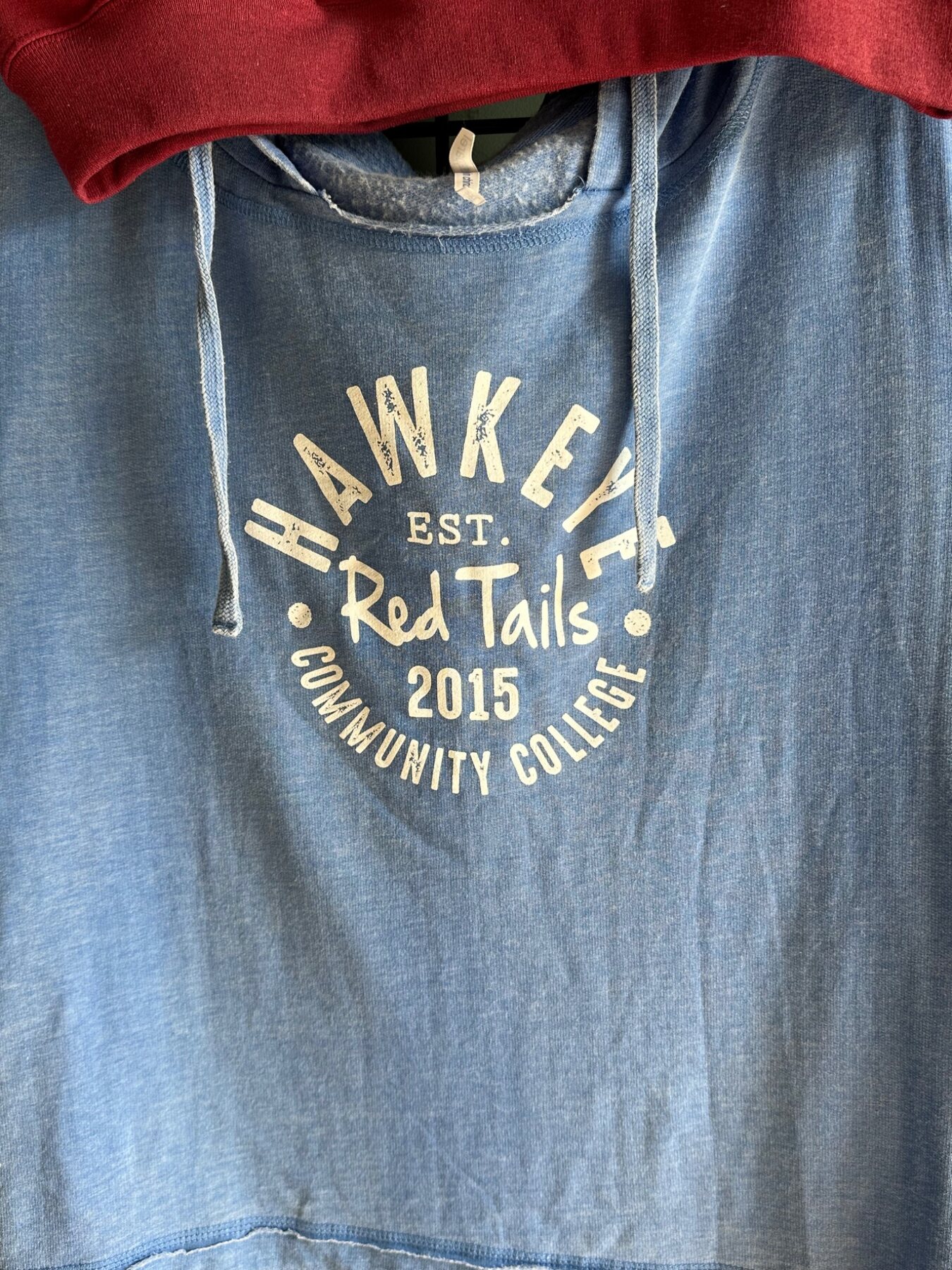 Full Hawkeye Red Tails screen printed blue hoodie