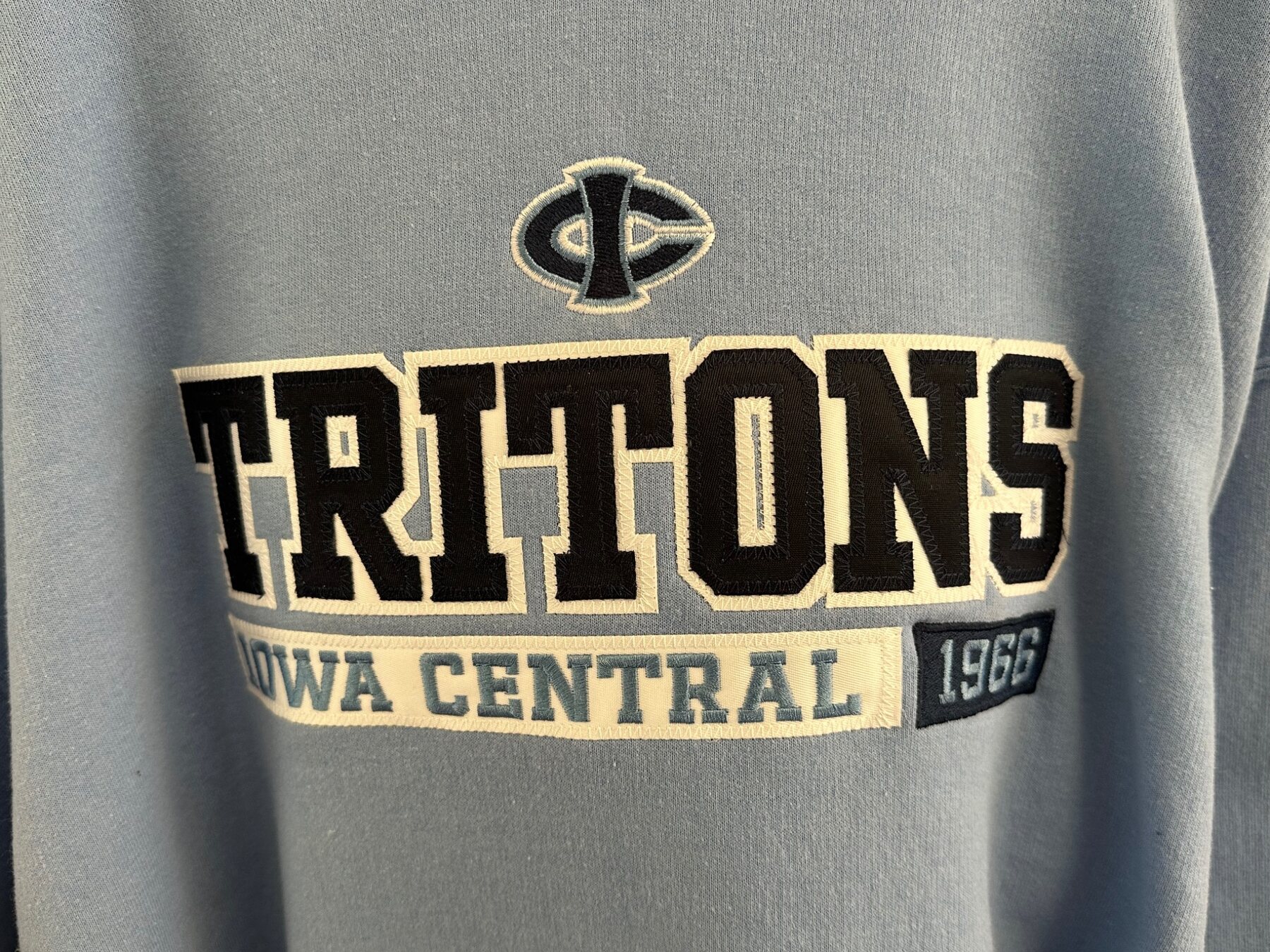 Iowa Central Tritons embroidered and appliqué design
