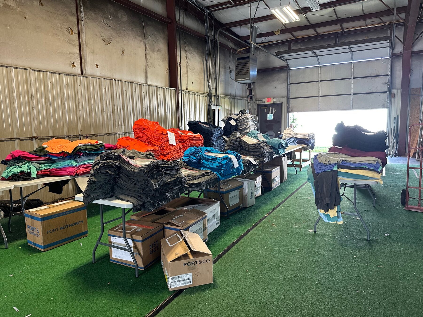 Colorful apparel orders organized on the NAS production floor