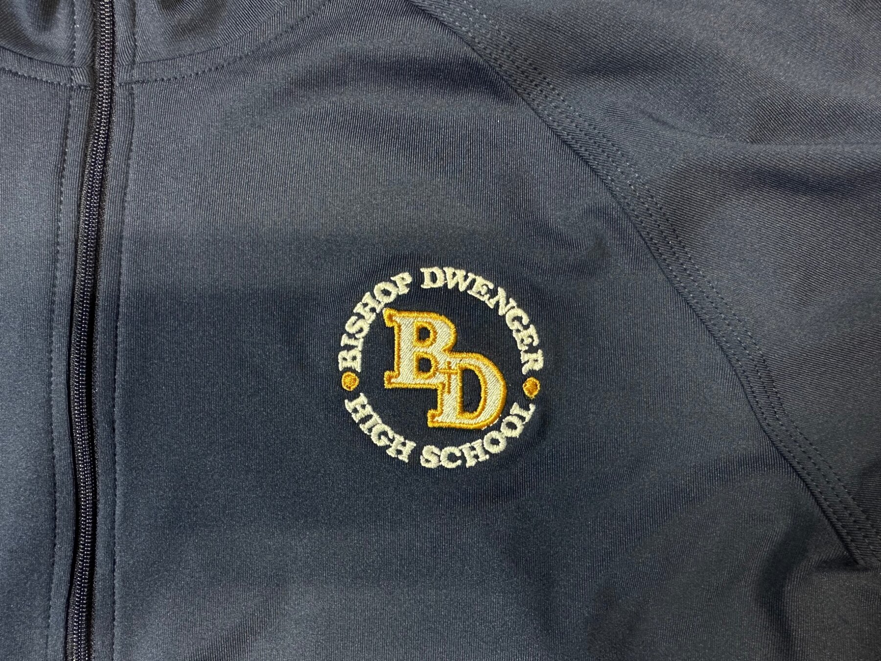 Bishop Dwenger High School embroidered jacket logo detail