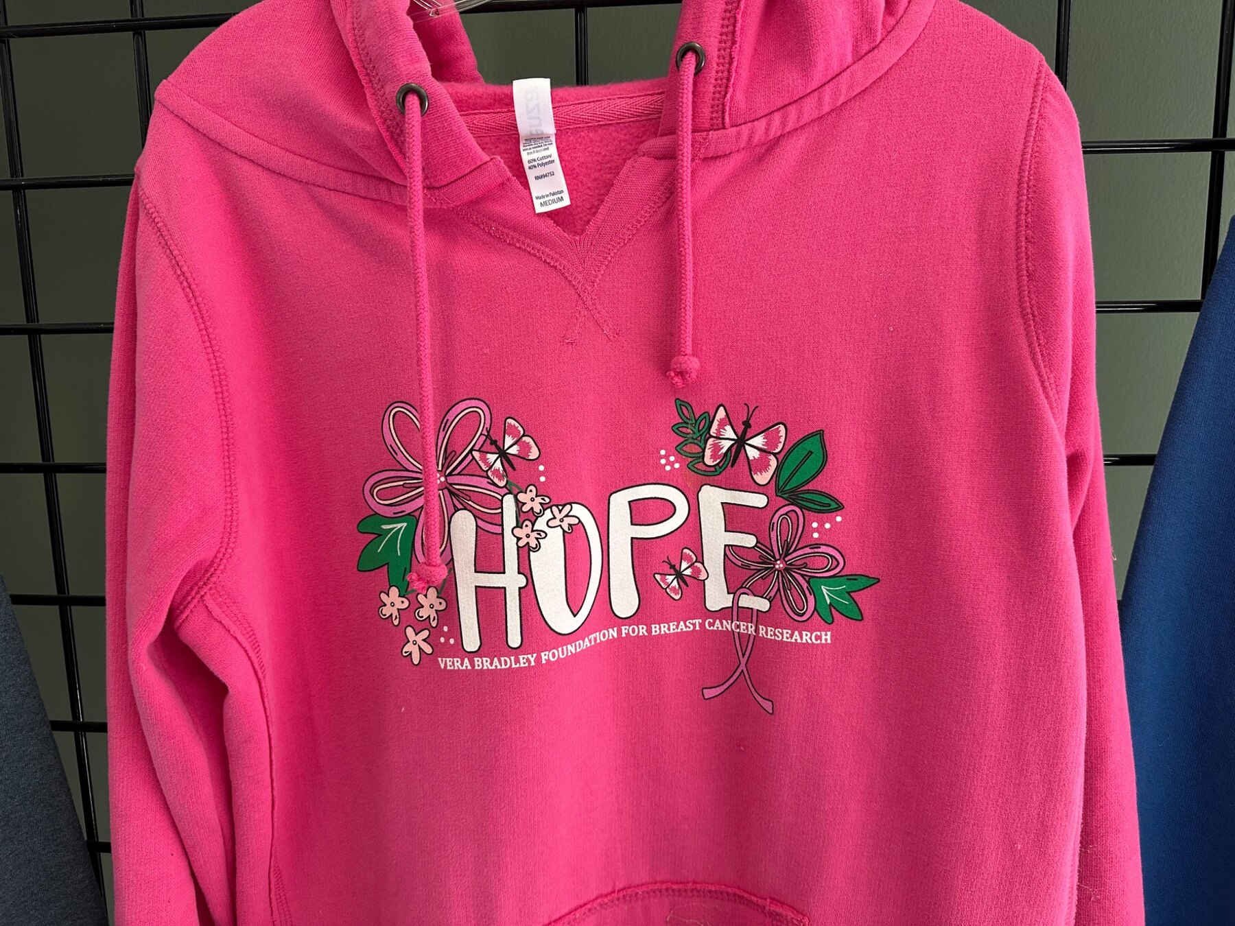 Close view of the Hope floral screen printed design